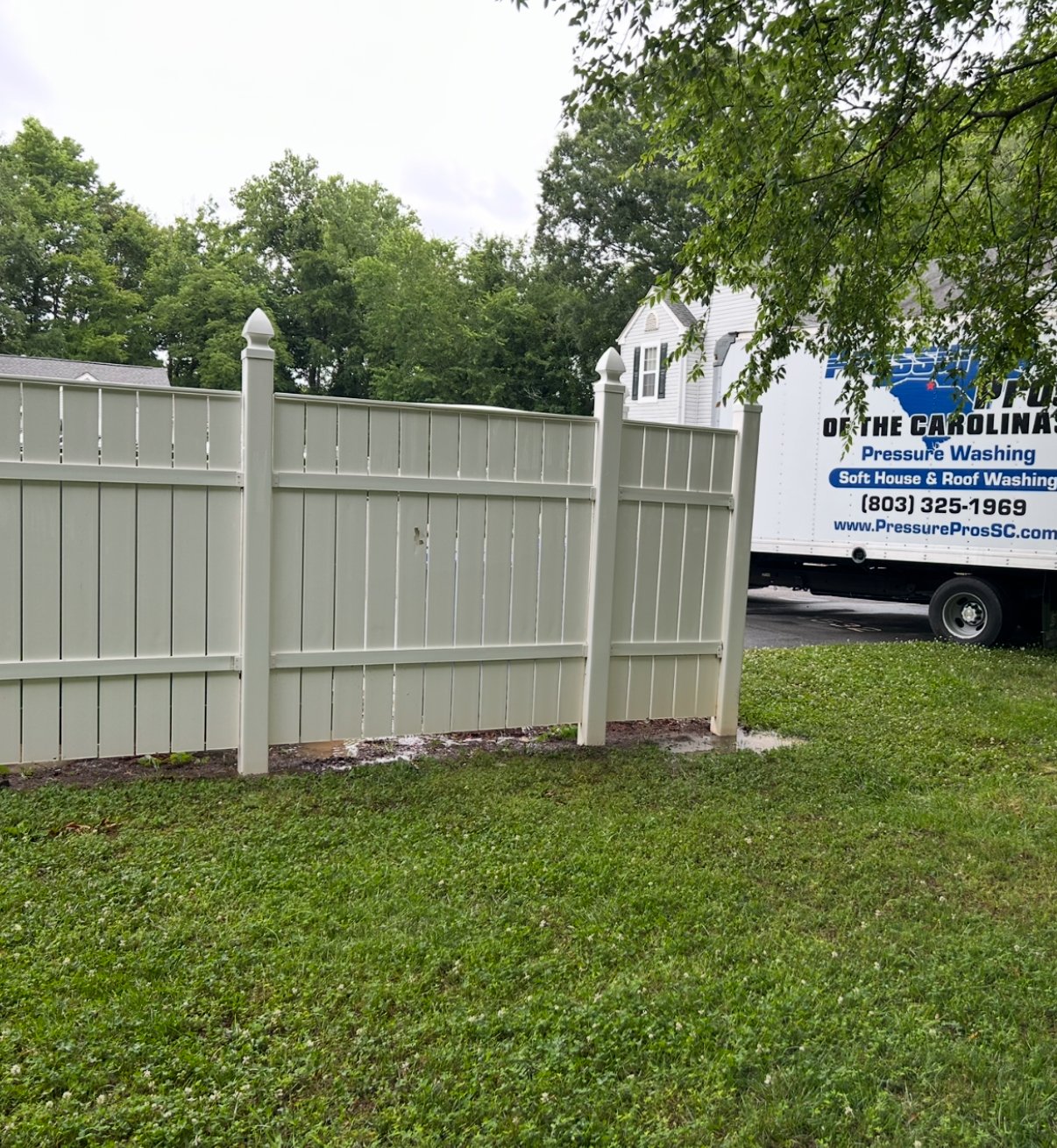 After — vinyl fence clean and bright