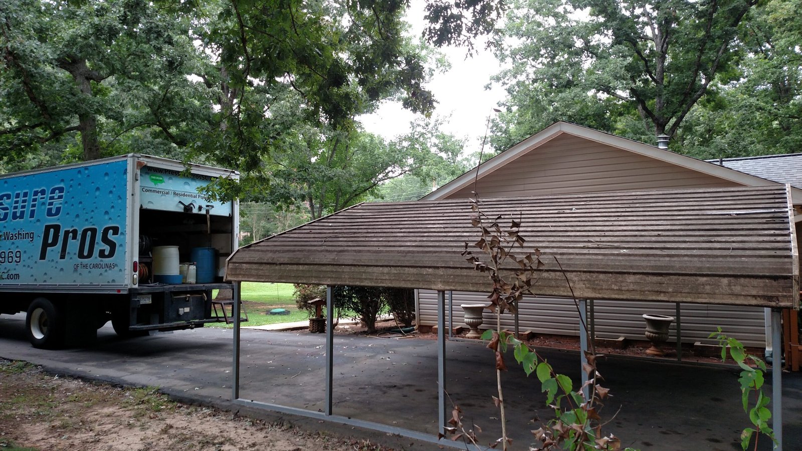 Roof section before cleaning